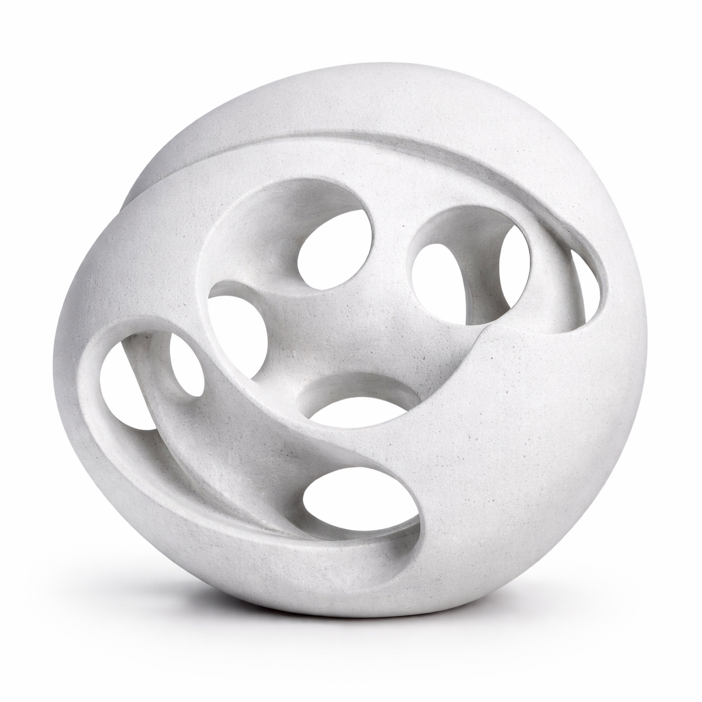 Étude graphique d’une sculpture formée de lignes courbes.